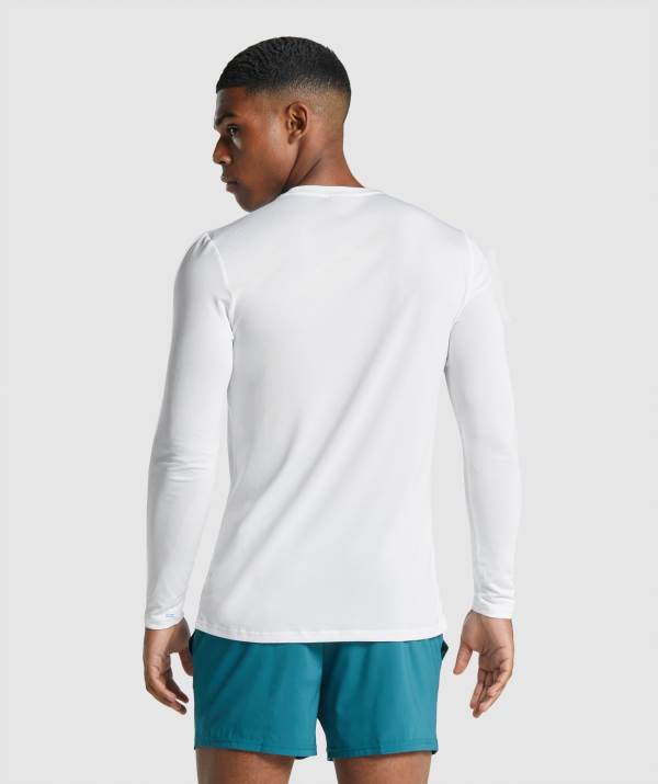 Panske Mikiny Gymshark Arrival Long Sleeve Graphic Biele | HV0569274